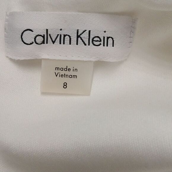 Calvin Klein white cold shoulder long sleeve formal wedding dress Sz 8 EUC - Picture 8 of 8